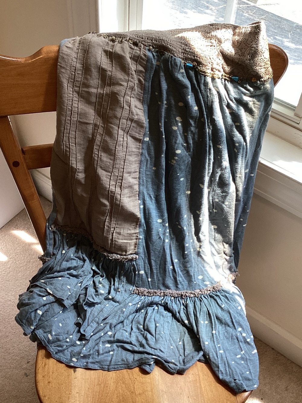 Free People Blue and Brown Midi Skirt - Picture 2 of 6